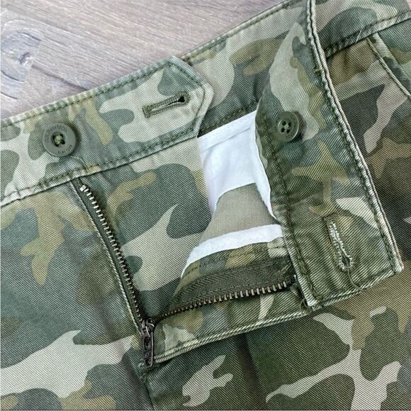G.H.Bass Camouflage Twill Pencil Skirt Green Size 0 Mini Cotton Chino - Picture 5 of 7